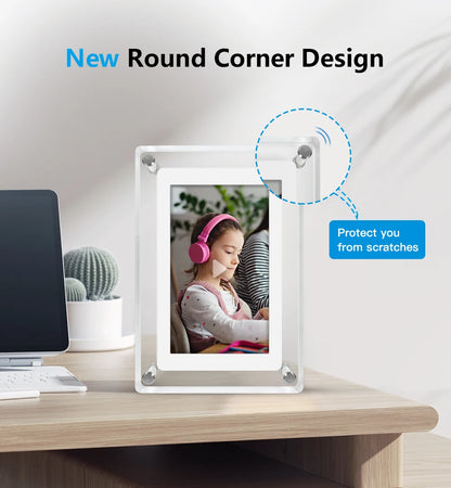 ClearFrame | Cadru Foto Digital din Acril | Ecran IPS Portabil cu Baterie Încorporată