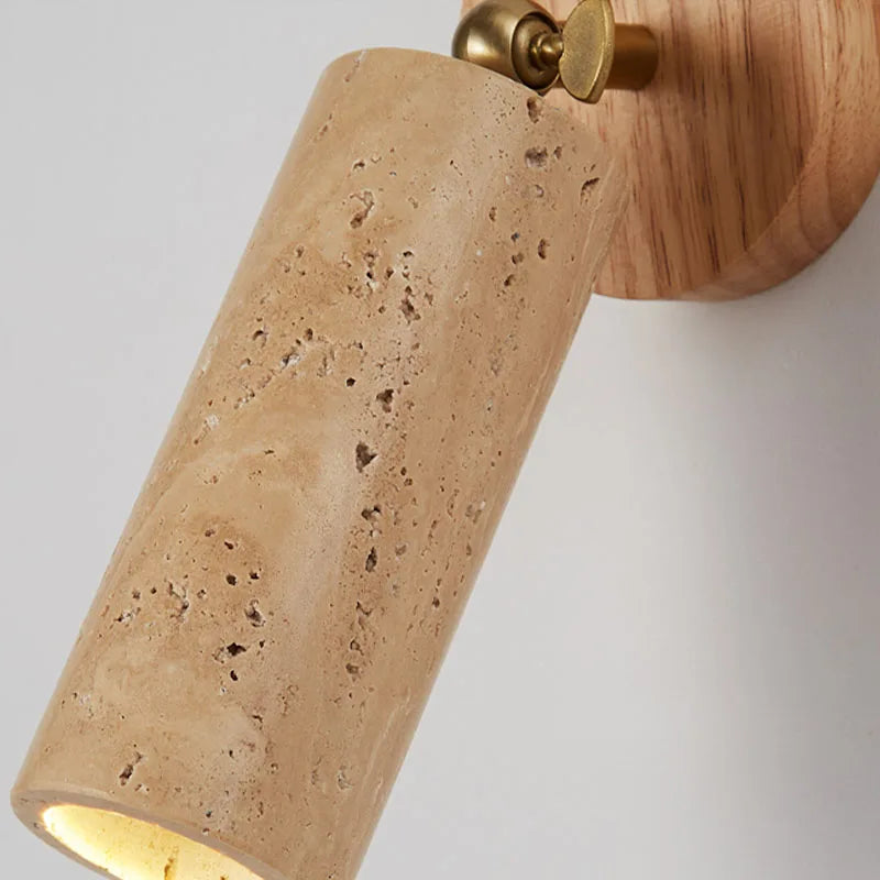 Huangdong Wall Lamp | Wabi-Sabi Travertine & Wood Light