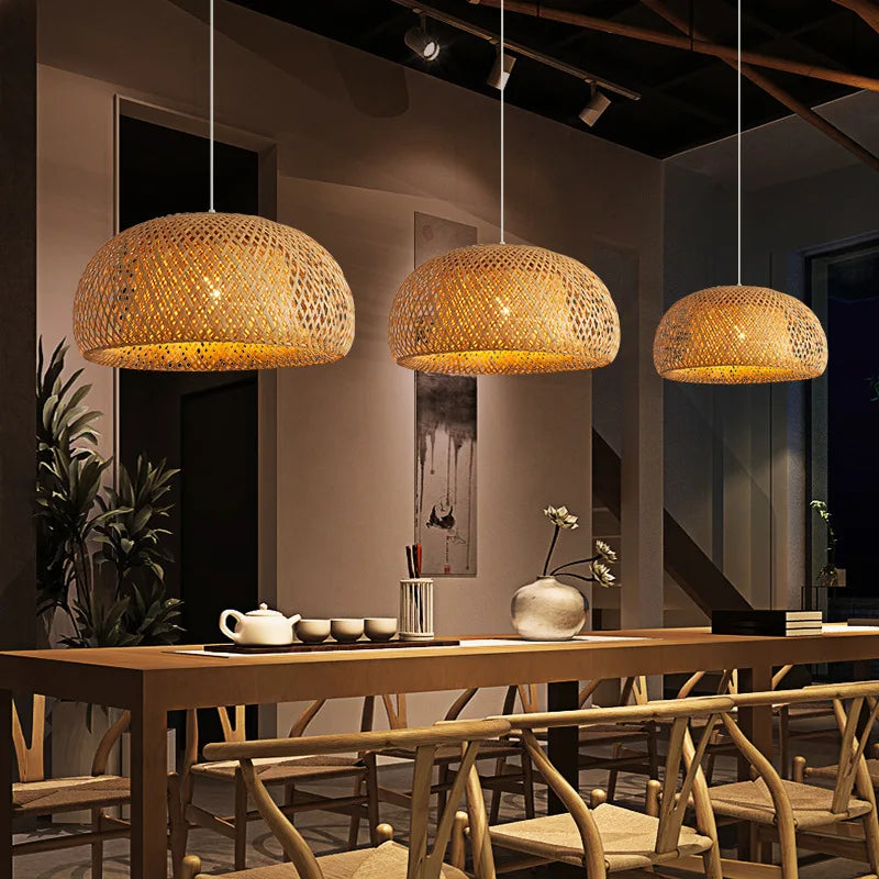 Natural Bamboo Pendant Lamp | Handwoven Rattan Light Fixture