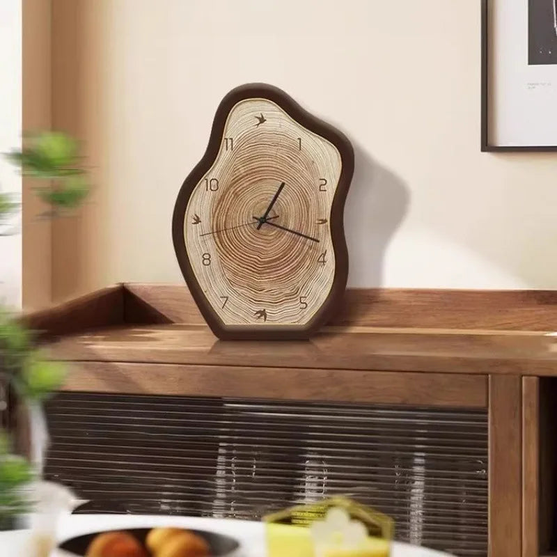 Rustic Annual Ring Clock | Natural Wood-Inspired Design