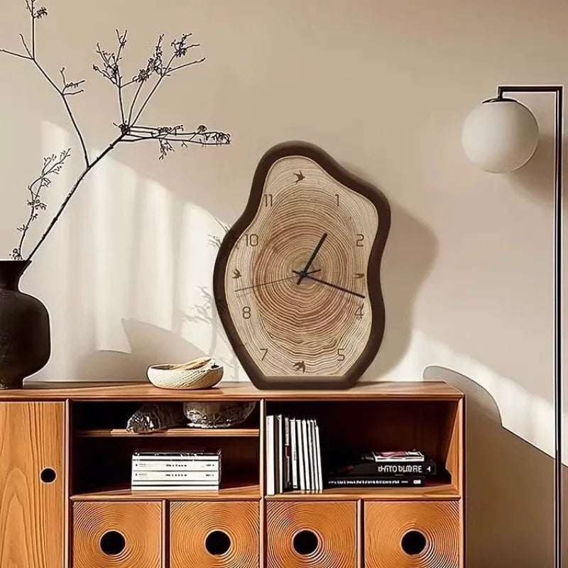 Rustic Annual Ring Clock | Natural Wood-Inspired Design