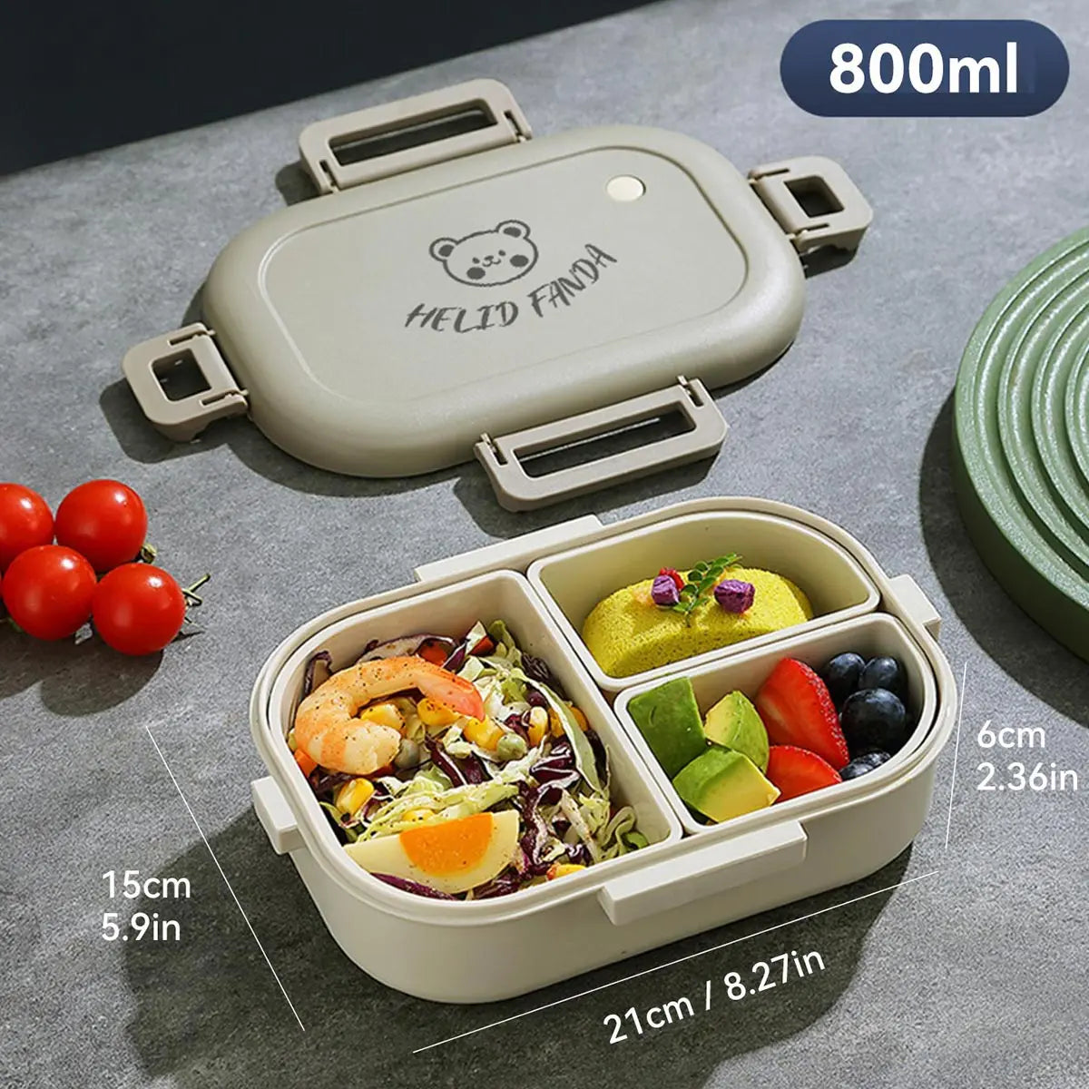 FreshMate | Portable Bento Lunch Box | Leak-Proof with 3 Compartments