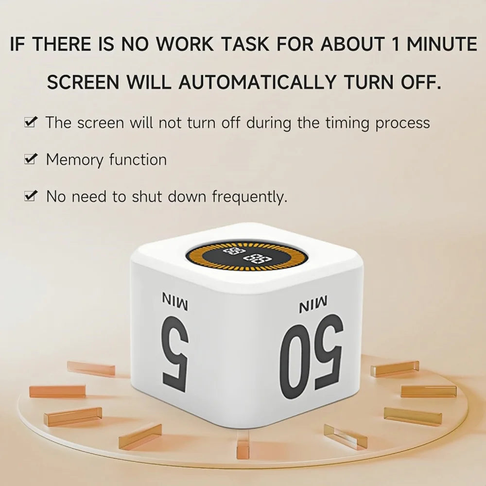 Digital Kitchen Timer | LED Visual Cube with 4 Preset Countdown Options – Cooking, Baking & Meal Prep Timer