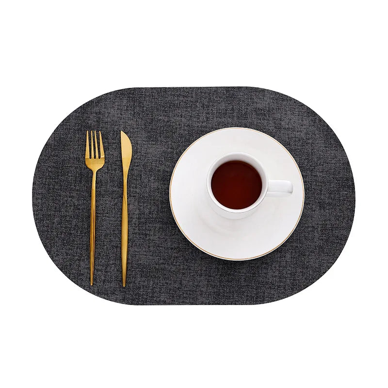 LinoMat | Oval Faux Leather Placemats | Heat Resistant &amp; Non-Slip