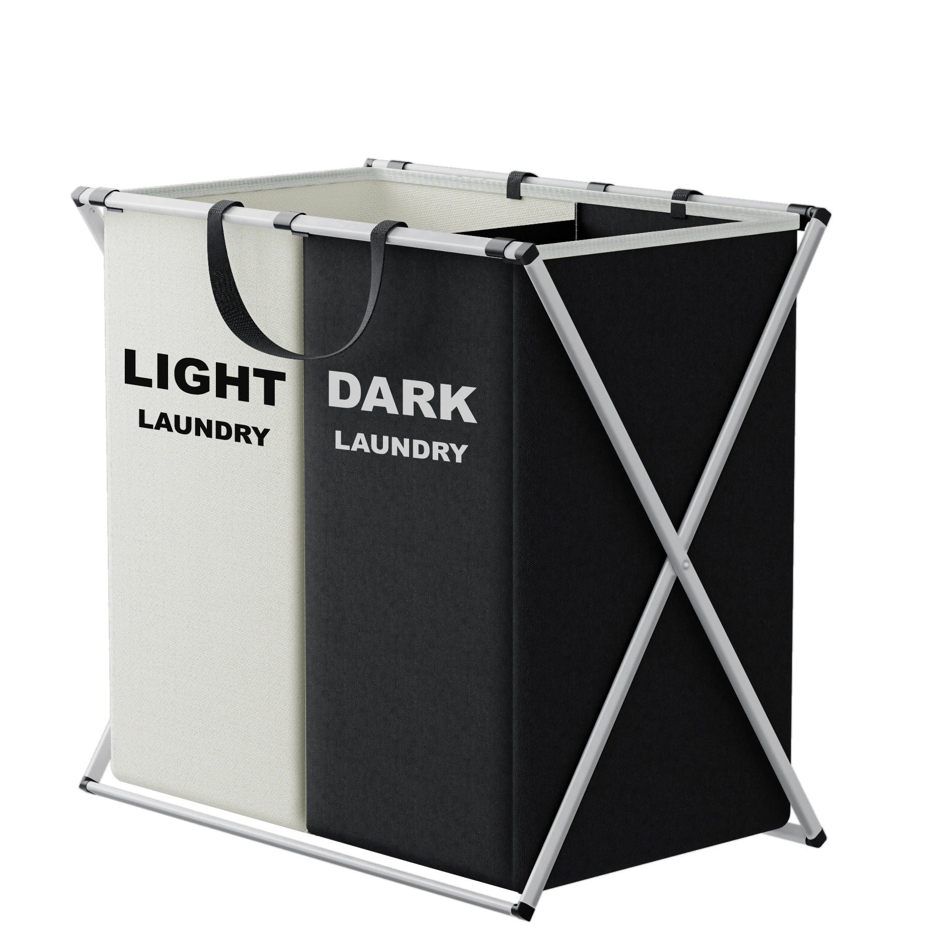 TriSort | Multi-Section Laundry Hamper | Foldable Clothes Basket with Compartments