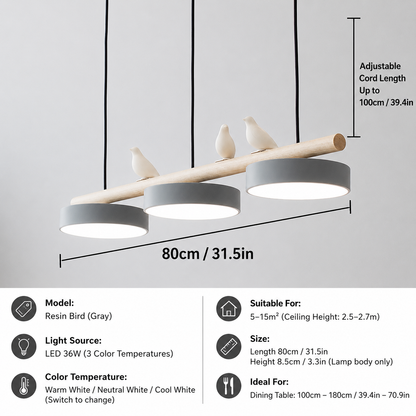 Sienna Bird Round Chandelier | Modern Nature-Inspired LED Ceiling Light