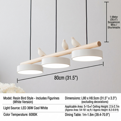 Sienna Bird Round Chandelier | Modern Nature-Inspired LED Ceiling Light