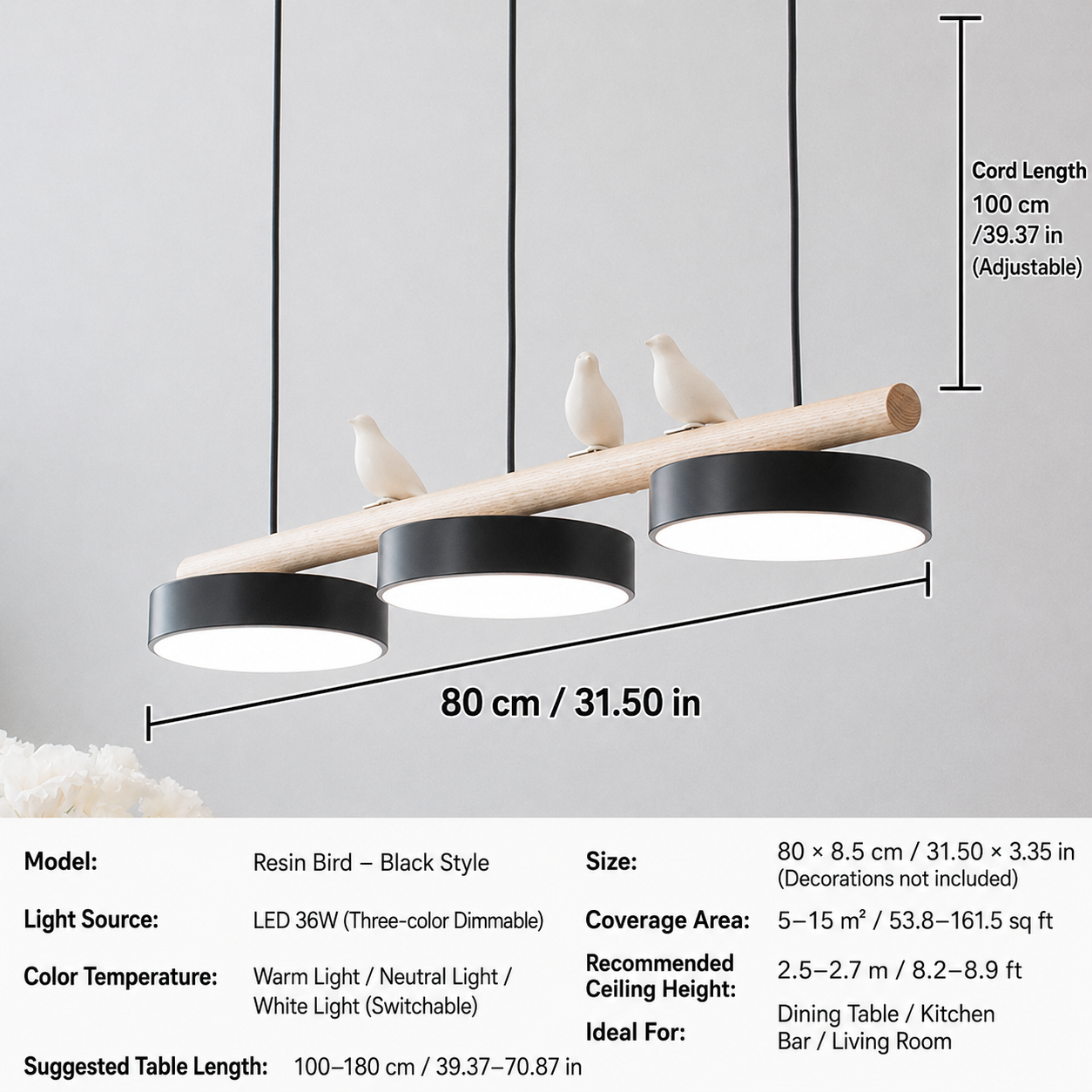 Sienna Bird Round Chandelier | Modern Nature-Inspired LED Ceiling Light
