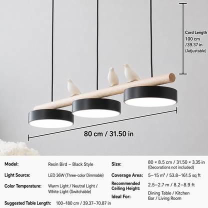 Sienna Bird Round Chandelier | Modern Nature-Inspired LED Ceiling Light