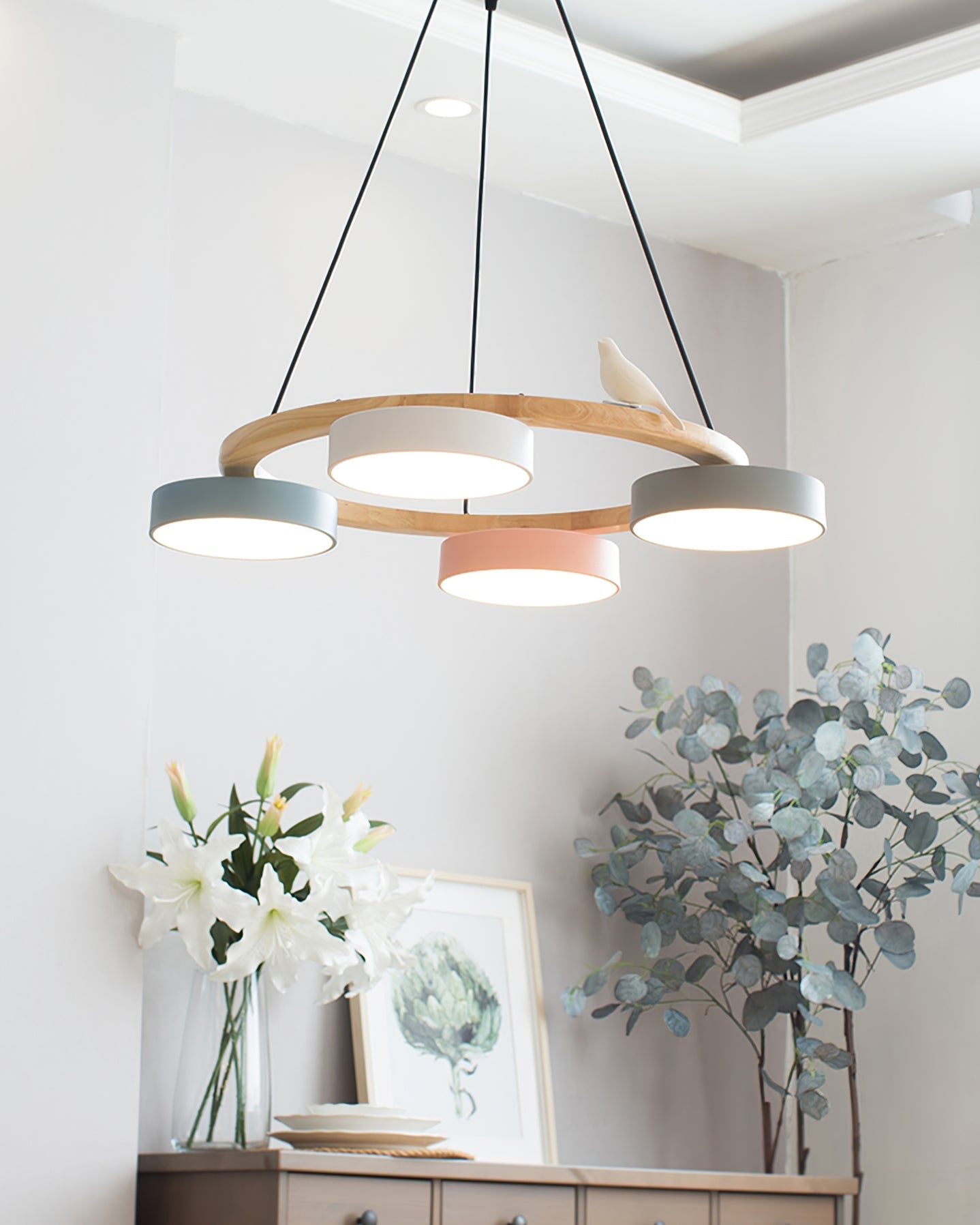Sienna Bird Round Chandelier | Modern Nature-Inspired LED Ceiling Light
