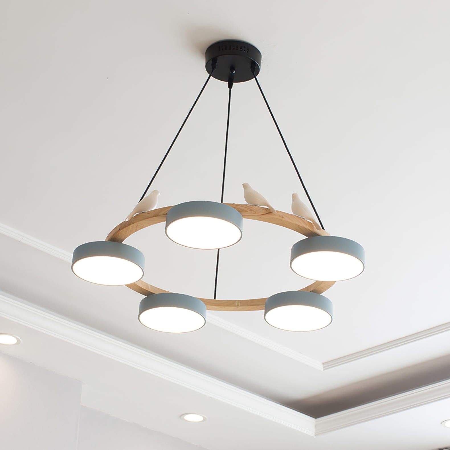 Sienna Bird Round Chandelier | Modern Nature-Inspired LED Ceiling Light