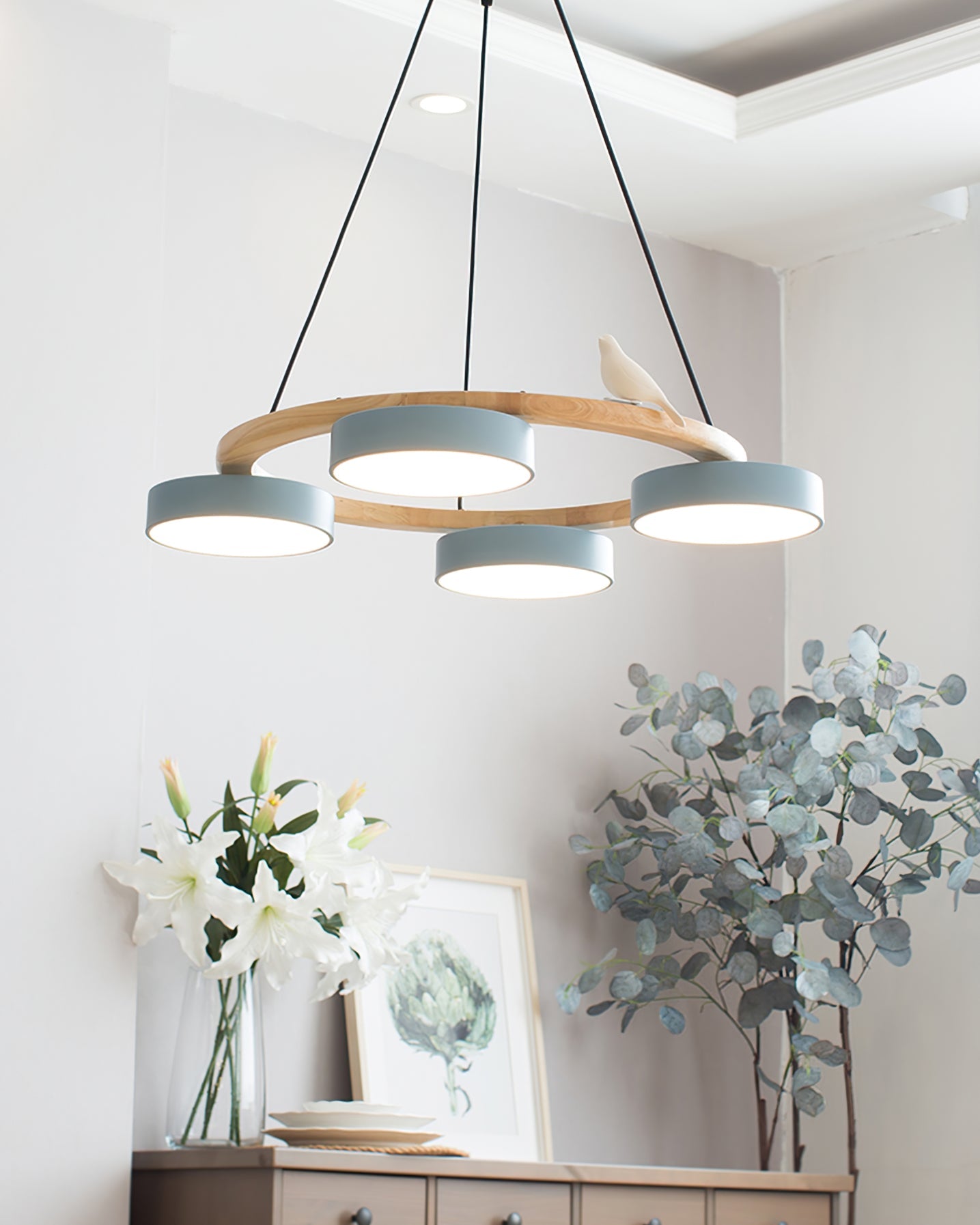 Sienna Bird Round Chandelier | Modern Nature-Inspired LED Ceiling Light