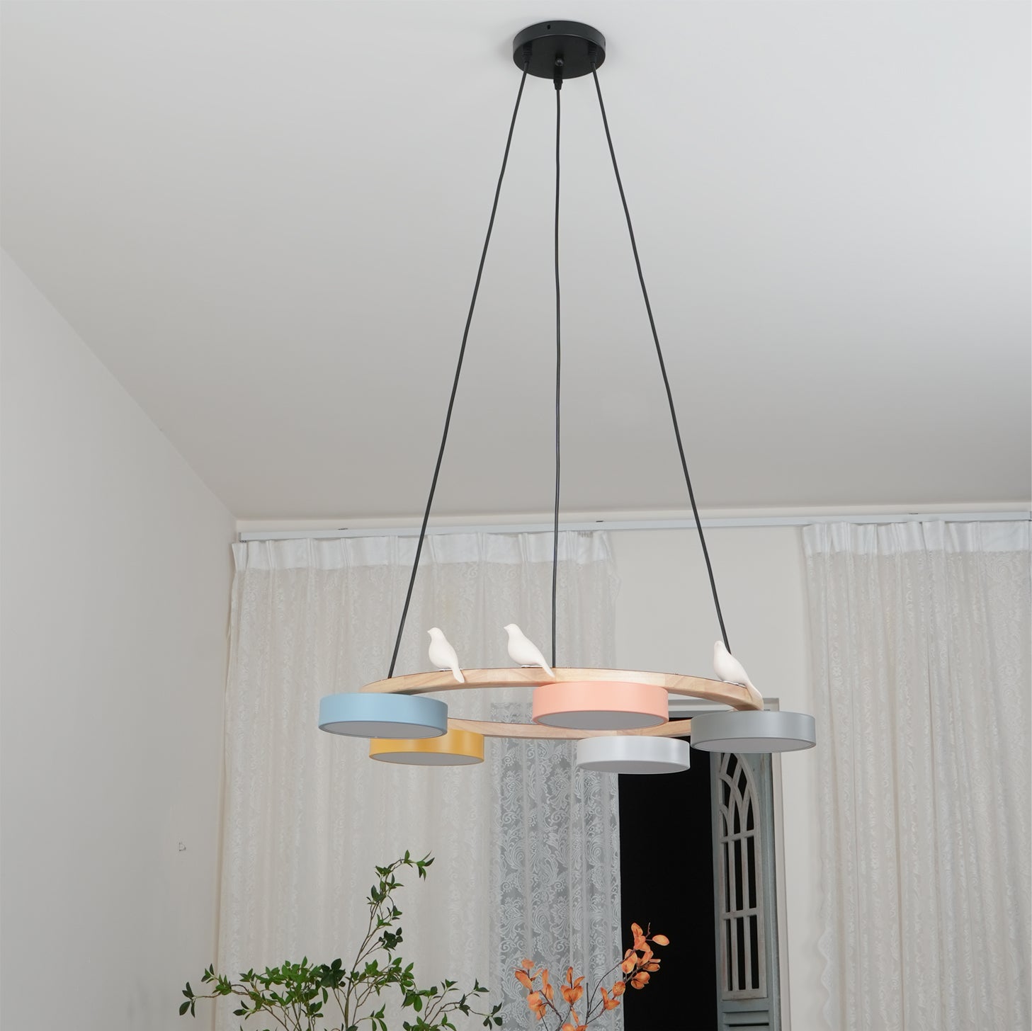 Sienna Bird Round Chandelier | Modern Nature-Inspired LED Ceiling Light