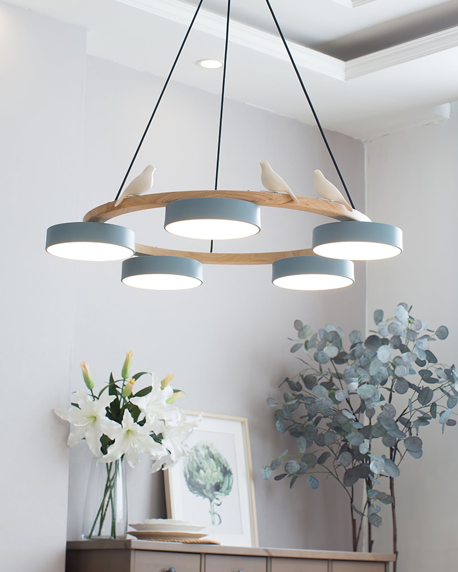 Sienna Bird Round Chandelier | Modern Nature-Inspired LED Ceiling Light