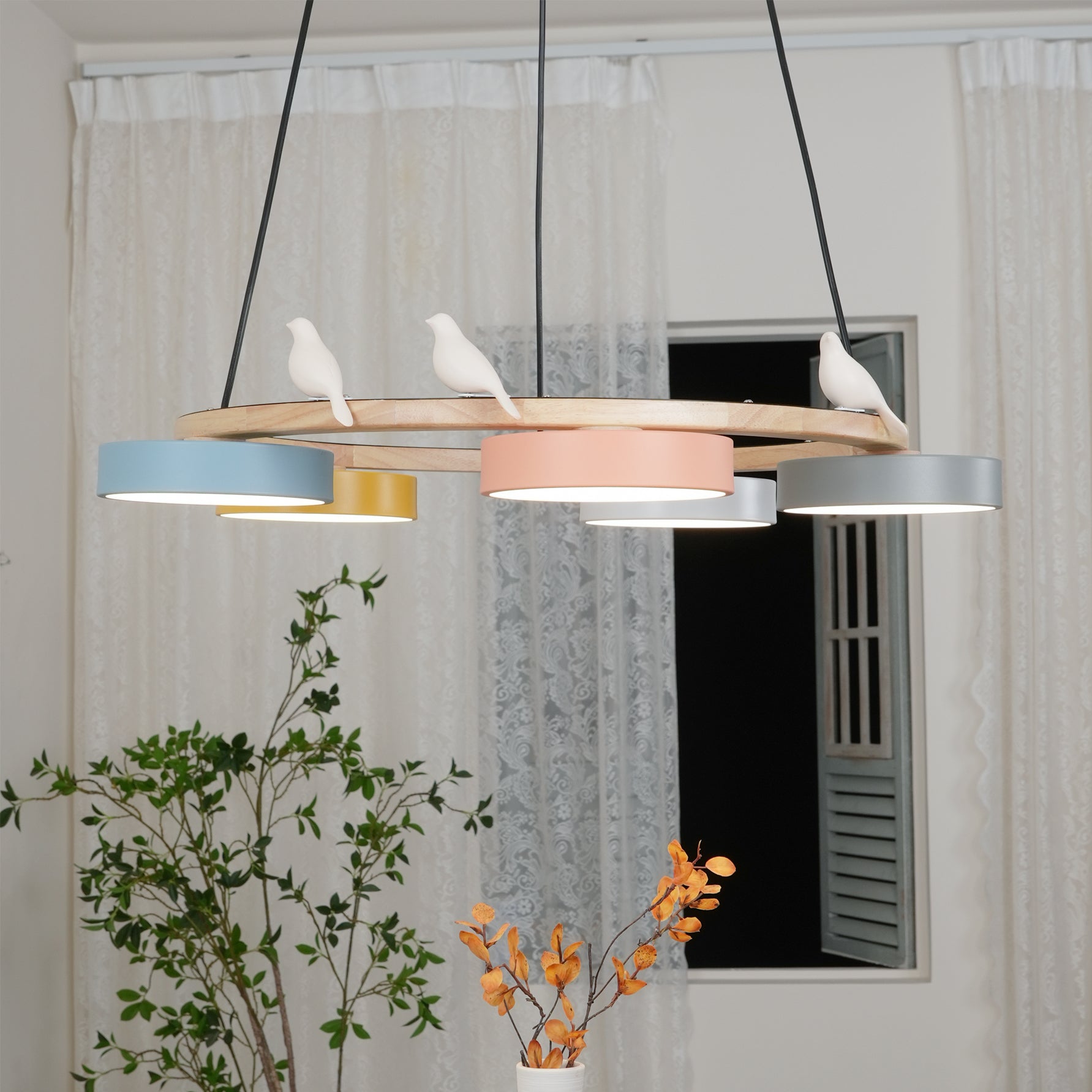 Sienna Bird Round Chandelier | Modern Nature-Inspired LED Ceiling Light