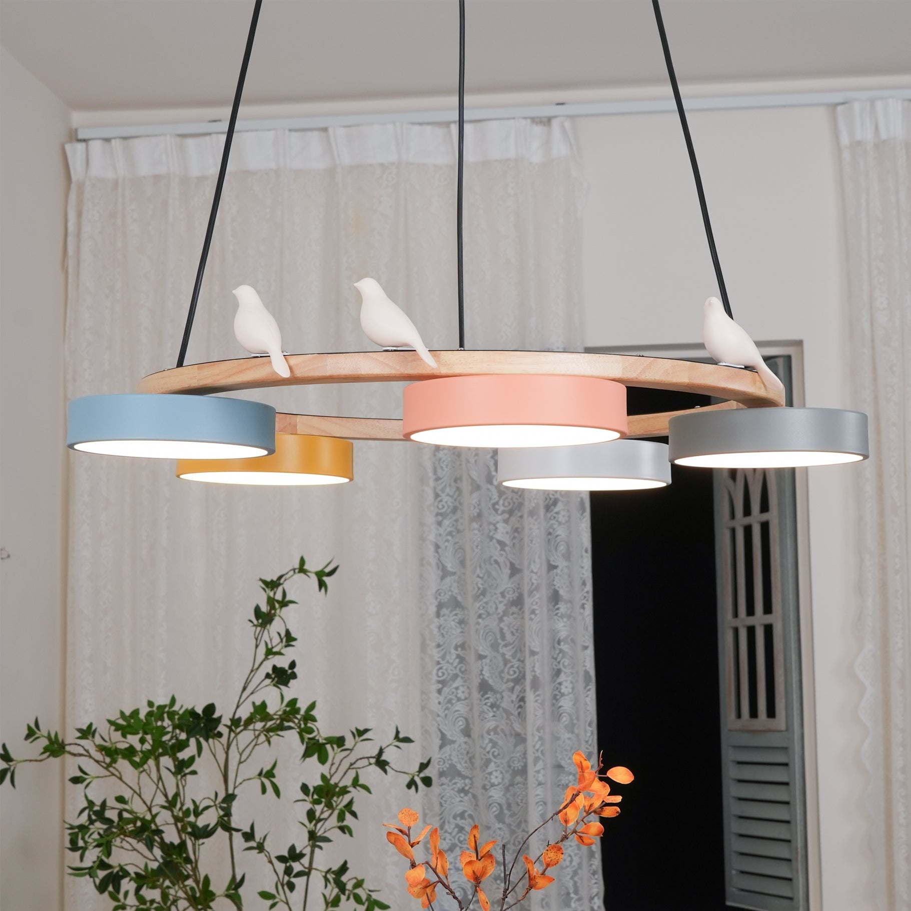Sienna Bird Round Chandelier | Modern Nature-Inspired LED Ceiling Light