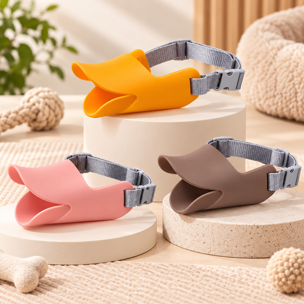 Silicone Dog Muzzle Adjustable Duckbill Mesh Strap Case