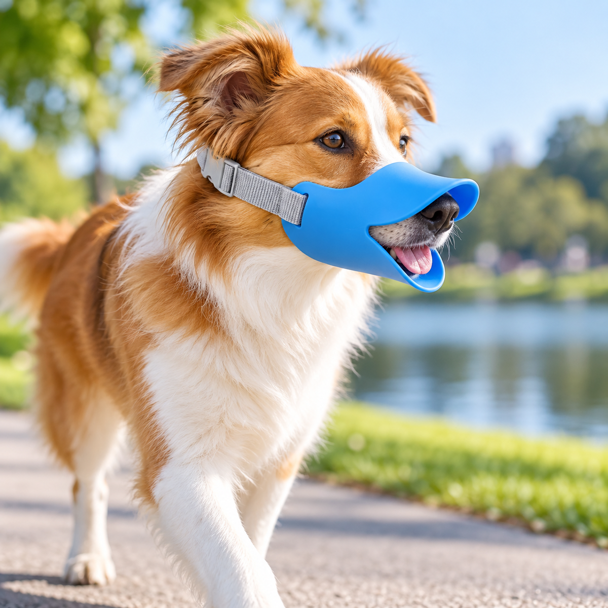 Silicone Dog Muzzle Adjustable Duckbill Mesh Strap Case