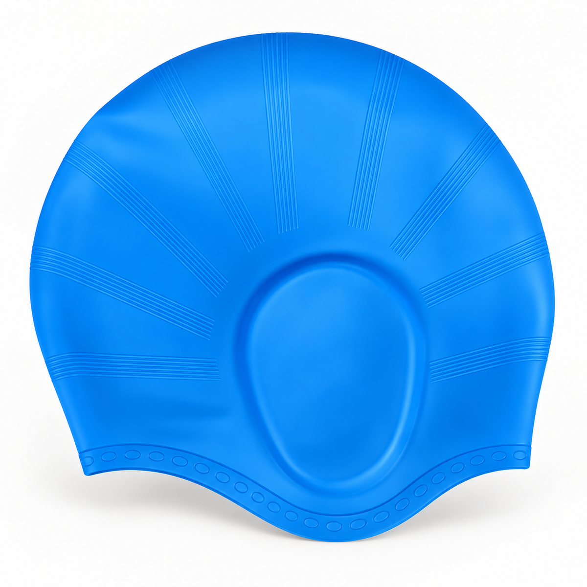 Silikon-Schwimmkappe mit Ohrenschutz für langes Haar und Schwimmtraining