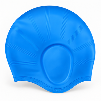 Silikon-Schwimmkappe mit Ohrenschutz für langes Haar und Schwimmtraining