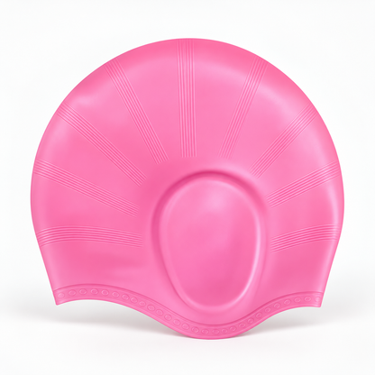 Silikon-Schwimmkappe mit Ohrenschutz für langes Haar und Schwimmtraining