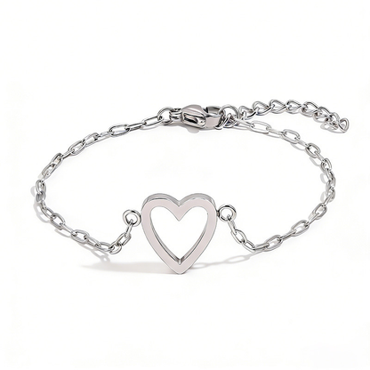 Pulseira Ajustável com Corrente de Coração para Casais