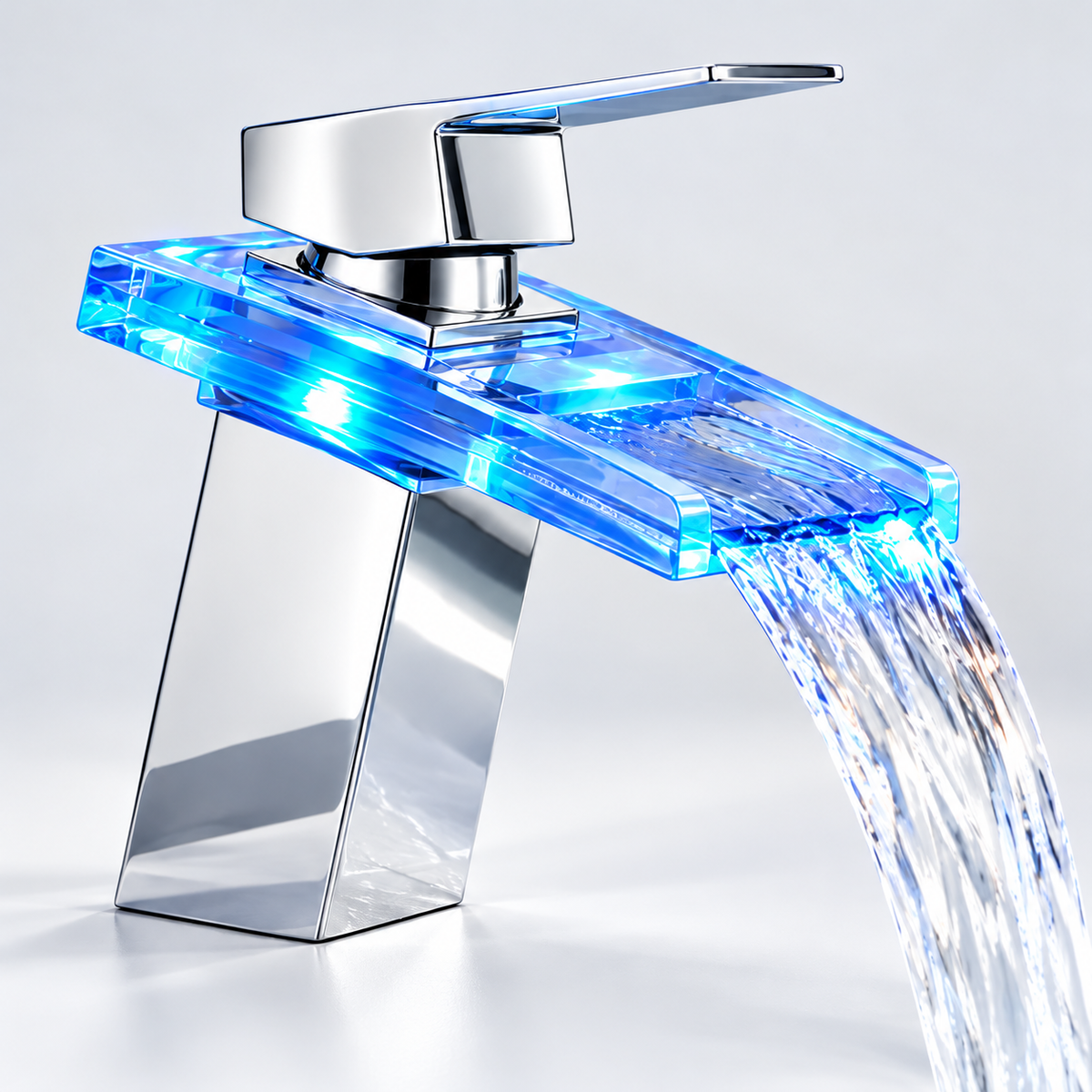 Single Handle LED Faucet Modern Bathroom Waterfall Design