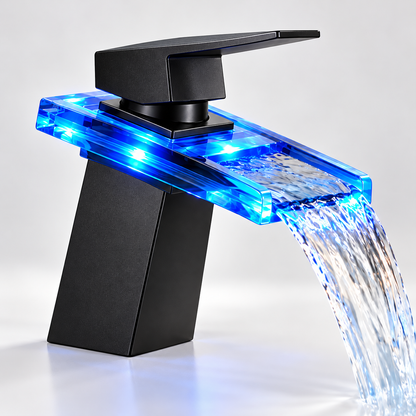 Single Handle LED Faucet Modern Bathroom Waterfall Design