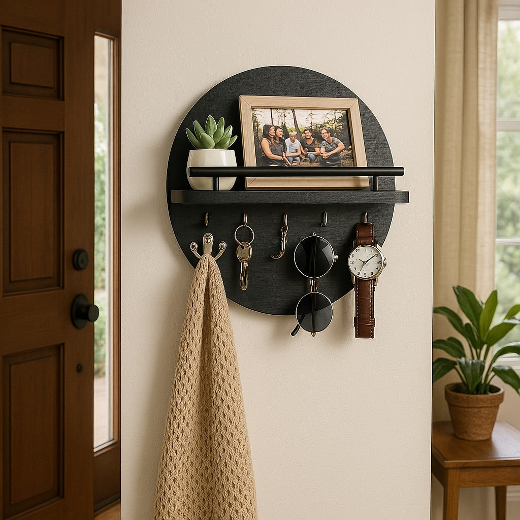 Round Wooden Key Holder | Stylish & Eco-Friendly Wall Organiser