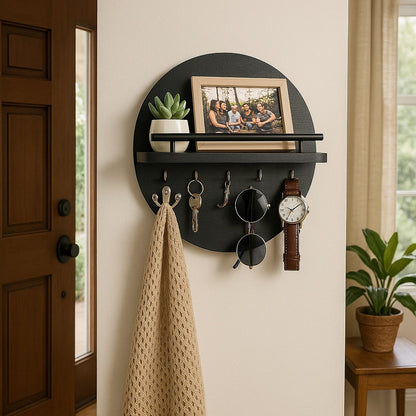 Suport Rotund pentru Chei din Lemn | Organizator de Perete Elegant și Prietenos cu Mediul