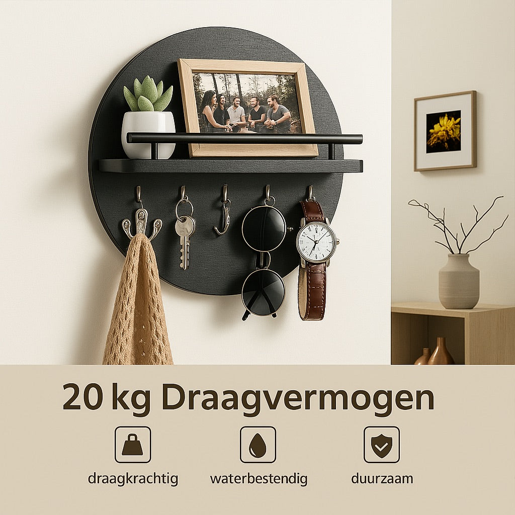 Suport Rotund pentru Chei din Lemn | Organizator de Perete Elegant și Prietenos cu Mediul