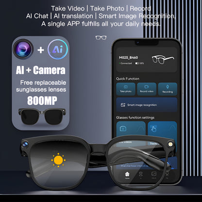 Ochelari Inteligenti cu Cameră Înregistrare Video și Audio Wireless