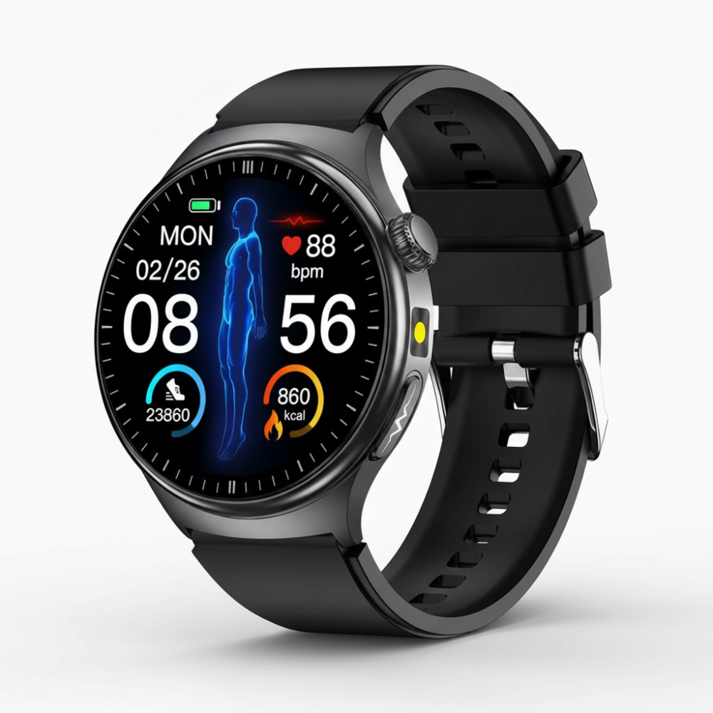 Smartwatch mit EKG, Sauerstoffmessung und Gesundheitsüberwachung
