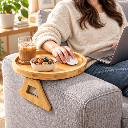 Sofa Armrest Tray Wooden Compact Minimalist Rectangle