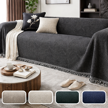 Sofa Cover Herringbone Stripe Non Slip Microfiber Couch Protector