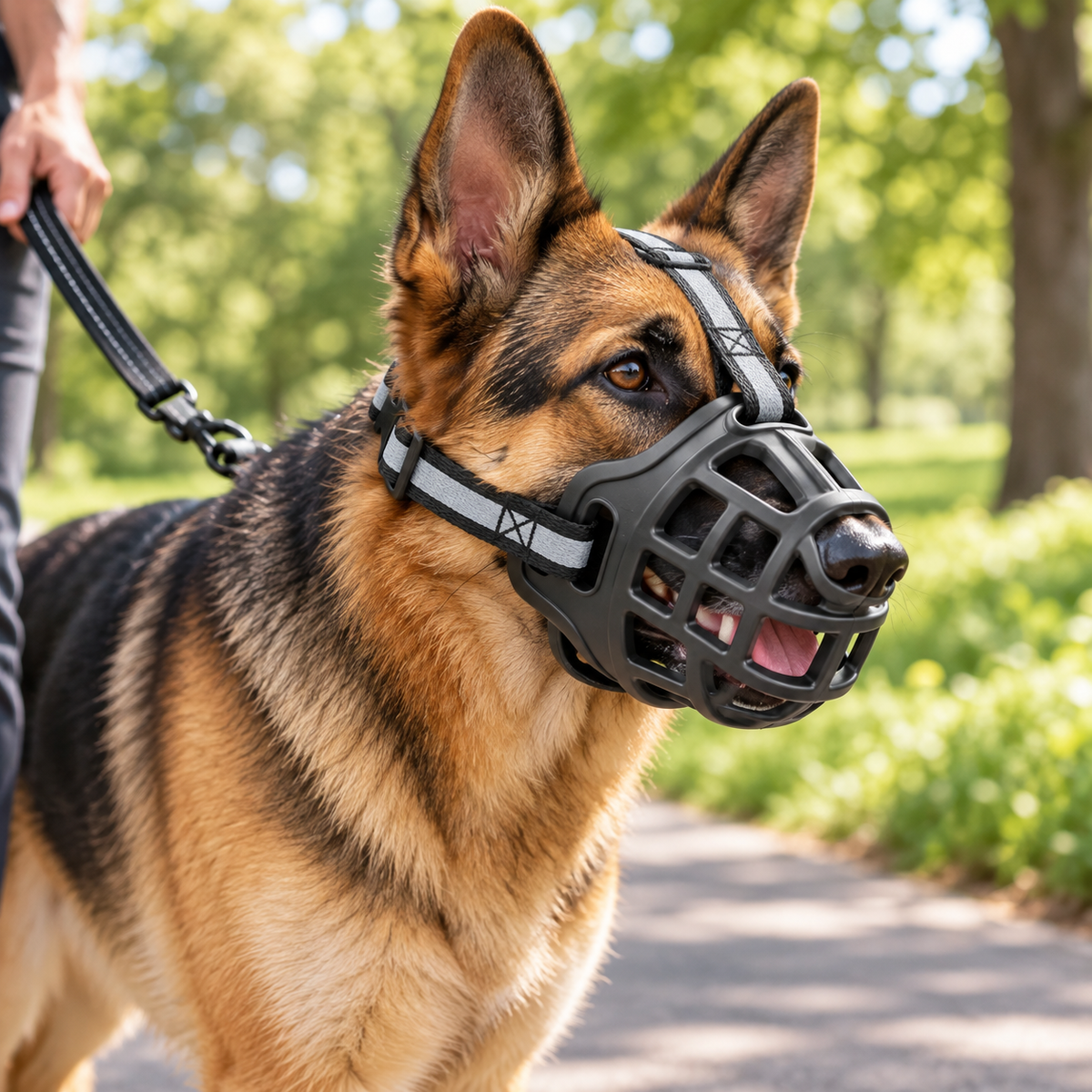 Bozal suave para perros, transpirable, ajustable, de malla con correa