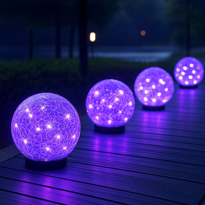 Luci solari Sfera di vetro crepitante a forma di globo per sentieri con bagliore esterno