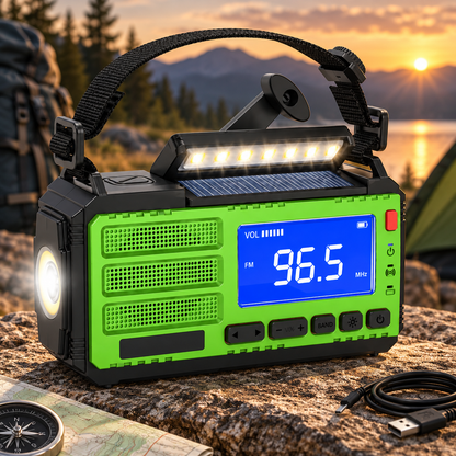 Solar Powered Emergency Radio Hand Crank Portable LED Alarm