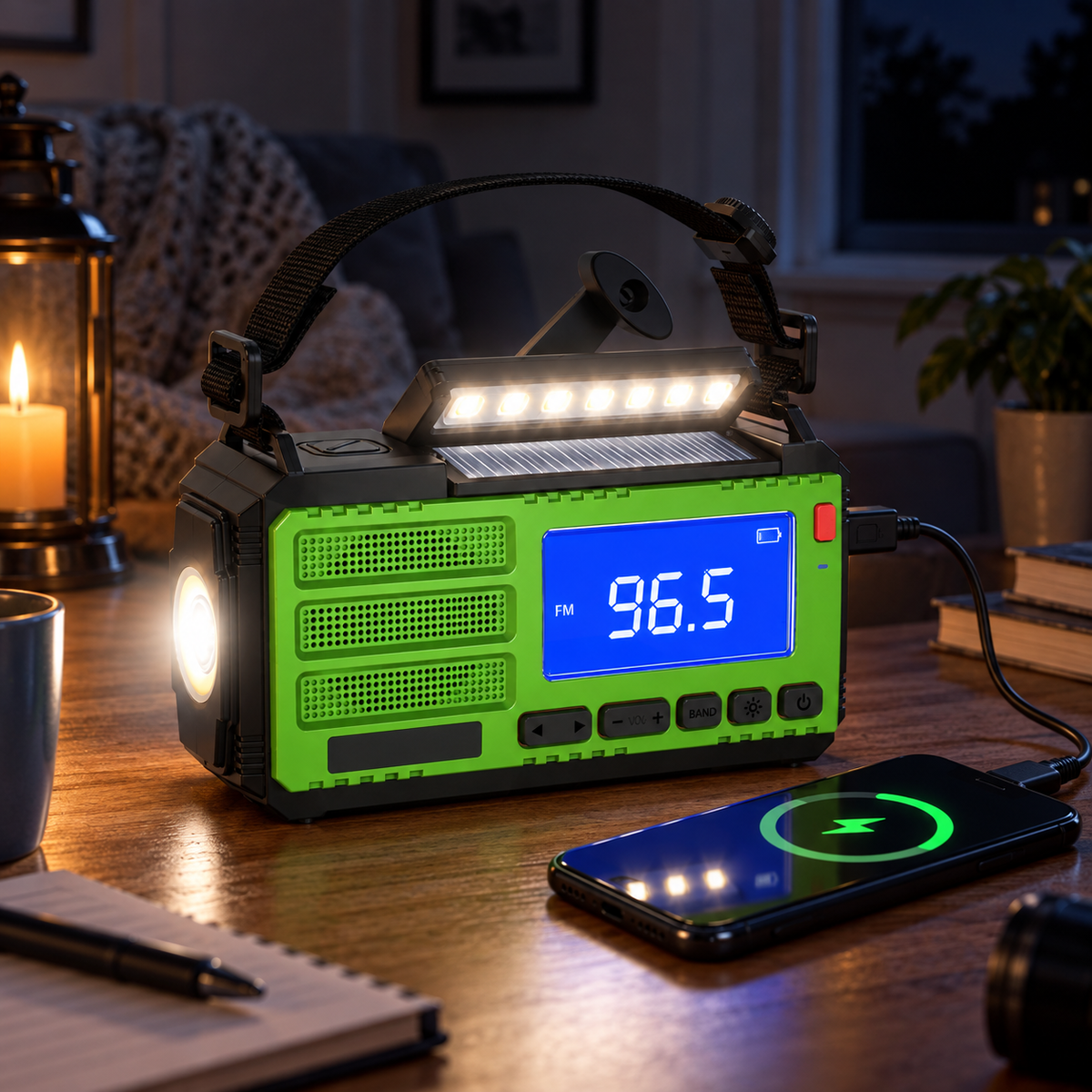 Solar Powered Emergency Radio Hand Crank Portable LED Alarm