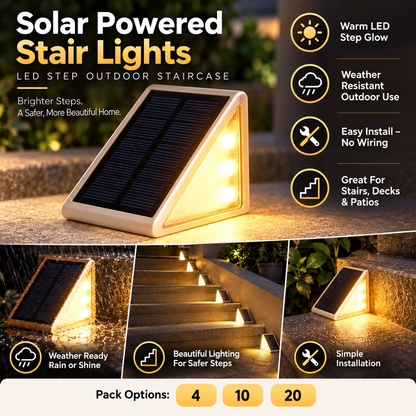 Solar Powered Stair Lights LED Step Outdoor Staircase