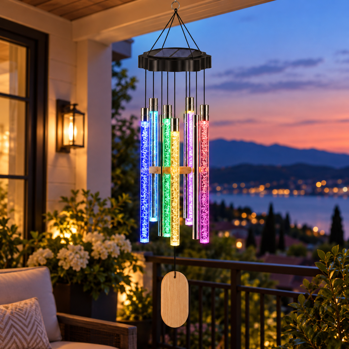 Lanterna musicale solare da esterno da appendere con campanelle a vento