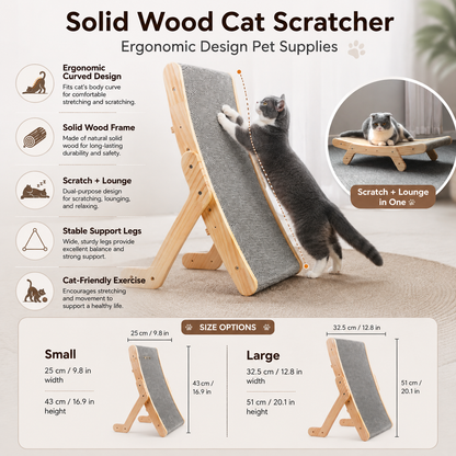 Kradsetræ til katte i massivt træ med ergonomisk design – kæledyrsartikler