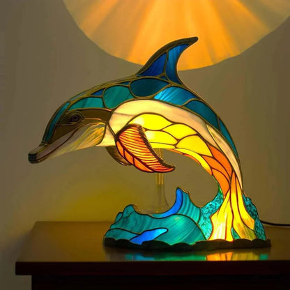 Stained Glass Animal Table Lamp Unique Home Decor Art Piece 1