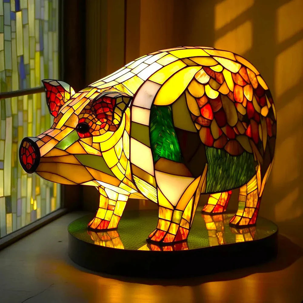 Stained Glass Animal Table Lamp Unique Home Decor Art Piece 3