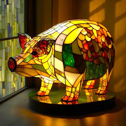 Stained Glass Animal Table Lamp Unique Home Decor Art Piece 3