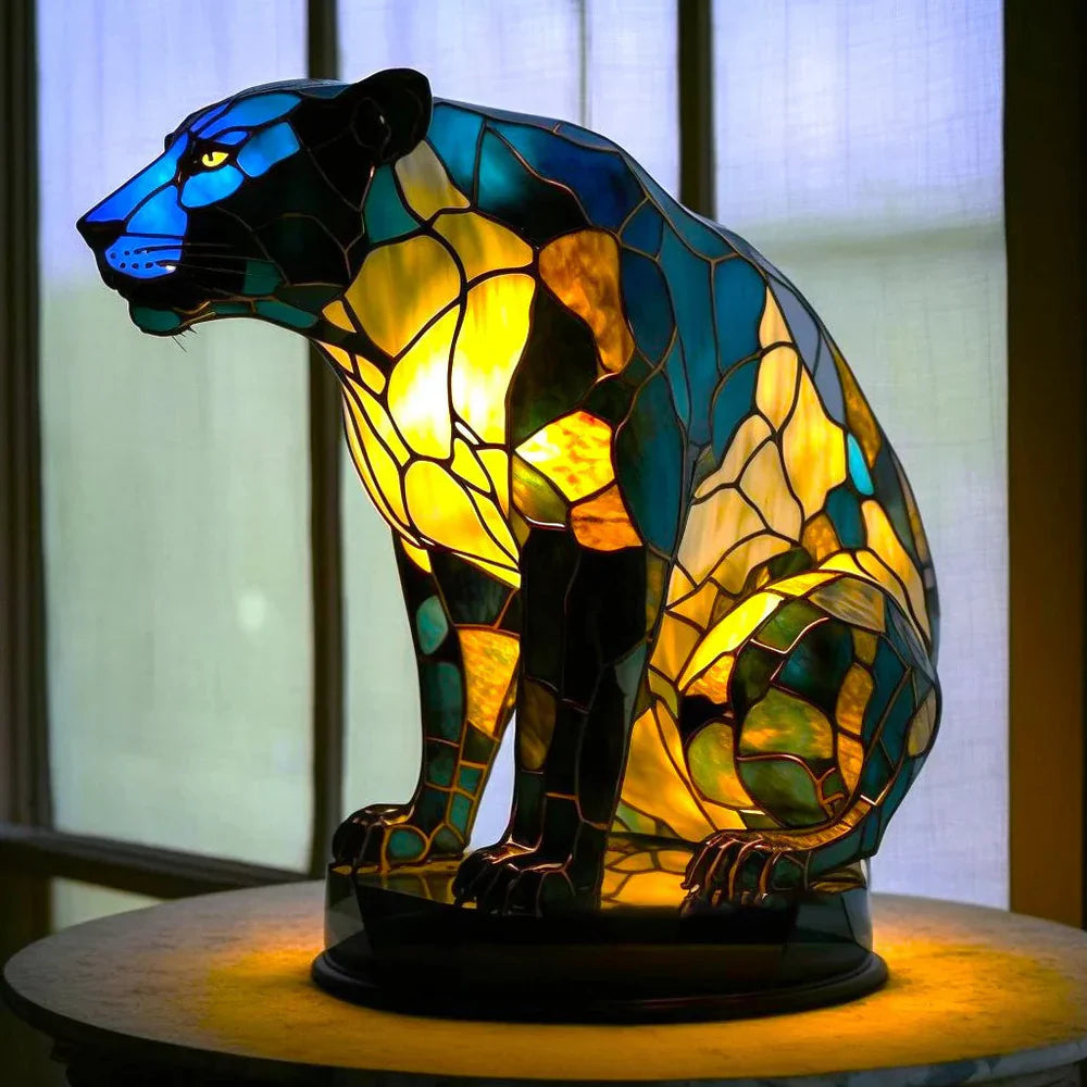 Stained Glass Animal Table Lamp Unique Home Decor Art Piece 4