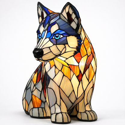 Luminária Cão Vidro Colorido LED Mesa Decoração Quarto