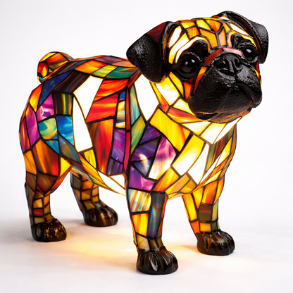 Luminária Cão Vidro Colorido LED Mesa Decoração Quarto