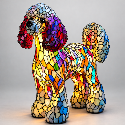 Luminária Cão Vidro Colorido LED Mesa Decoração Quarto