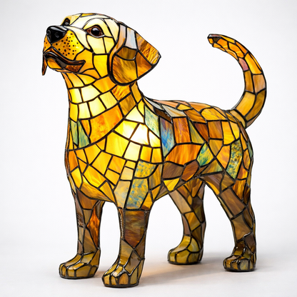 Luminária Cão Vidro Colorido LED Mesa Decoração Quarto